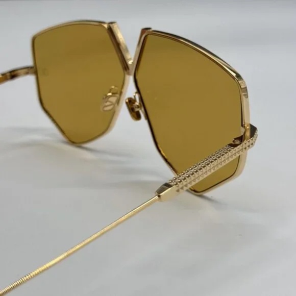 VALENTINO V-HEXAGON TITANIUM Sunglasses Gold $1436 Unisex NWT